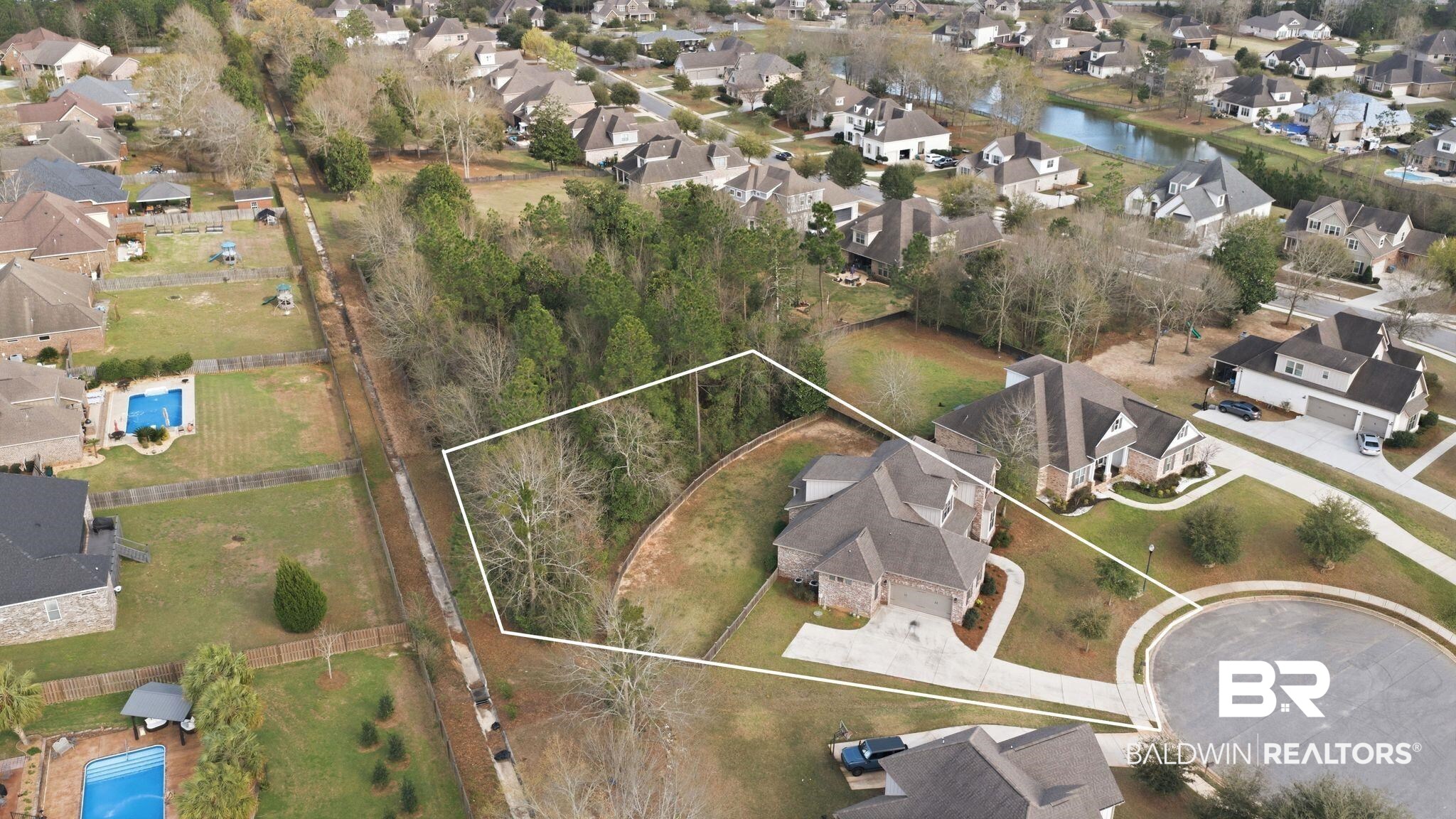 32194 Badger Court Daphne, AL 36527 - Photo 45 of 49 Aerial perspective of suburban area with property boundaries highlighted