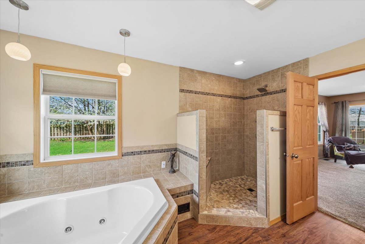2 Division Street Bristol, IL 60512 - Photo 18 of 44 a bathroom with a tub a sink and a large mirror