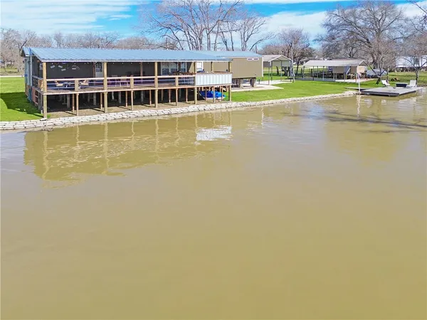 a view of an ocean with a big yard