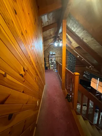 a backyard of a house with lots of trees