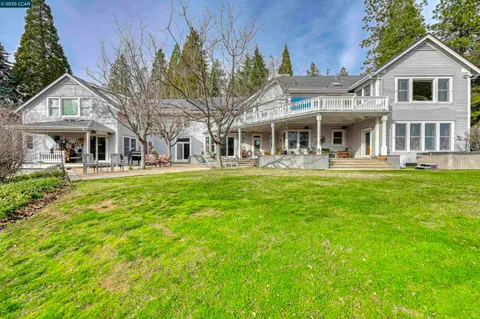 a garden view with a seating space