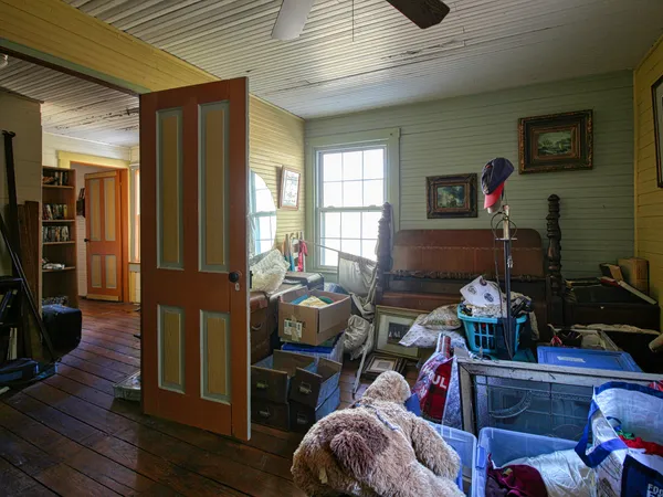 a backyard of a house with lots of green space