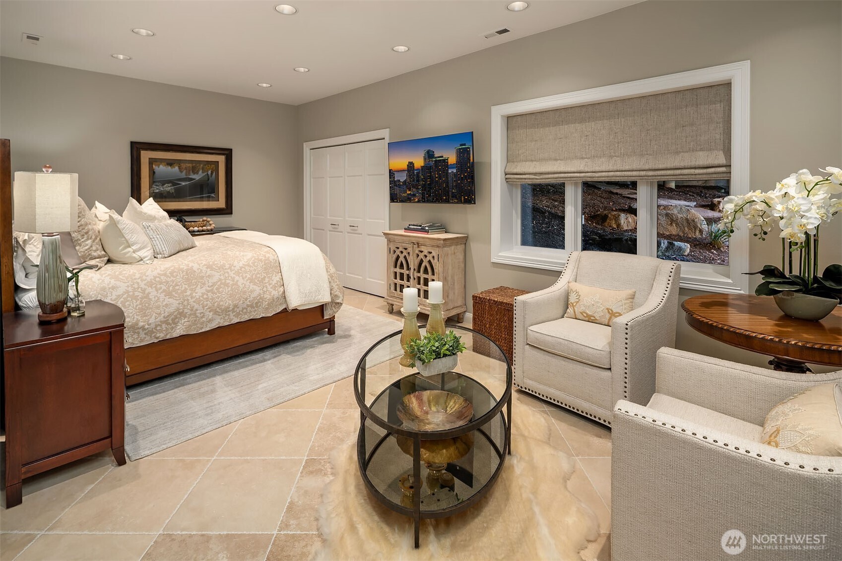 854 Evergreen Point Road Medina, WA 98039 - Photo 29 of 40 a living room with furniture and a fireplace