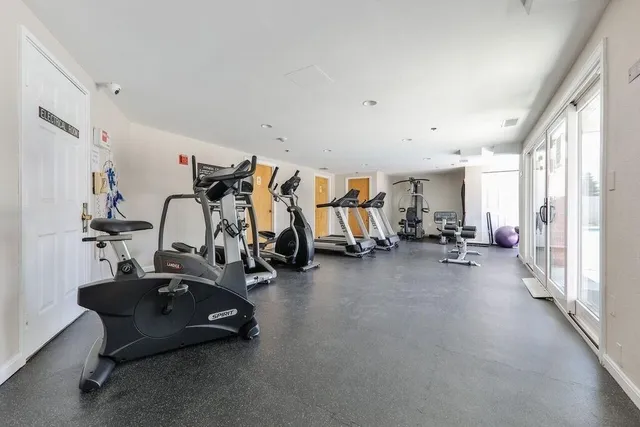 a view of a room with gym equipment