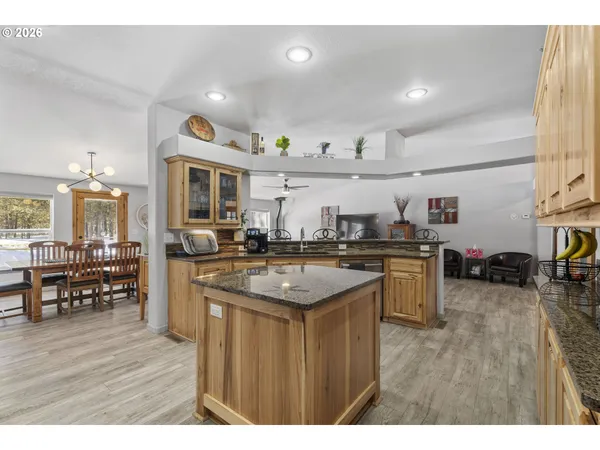 a kitchen with lots of counter top space