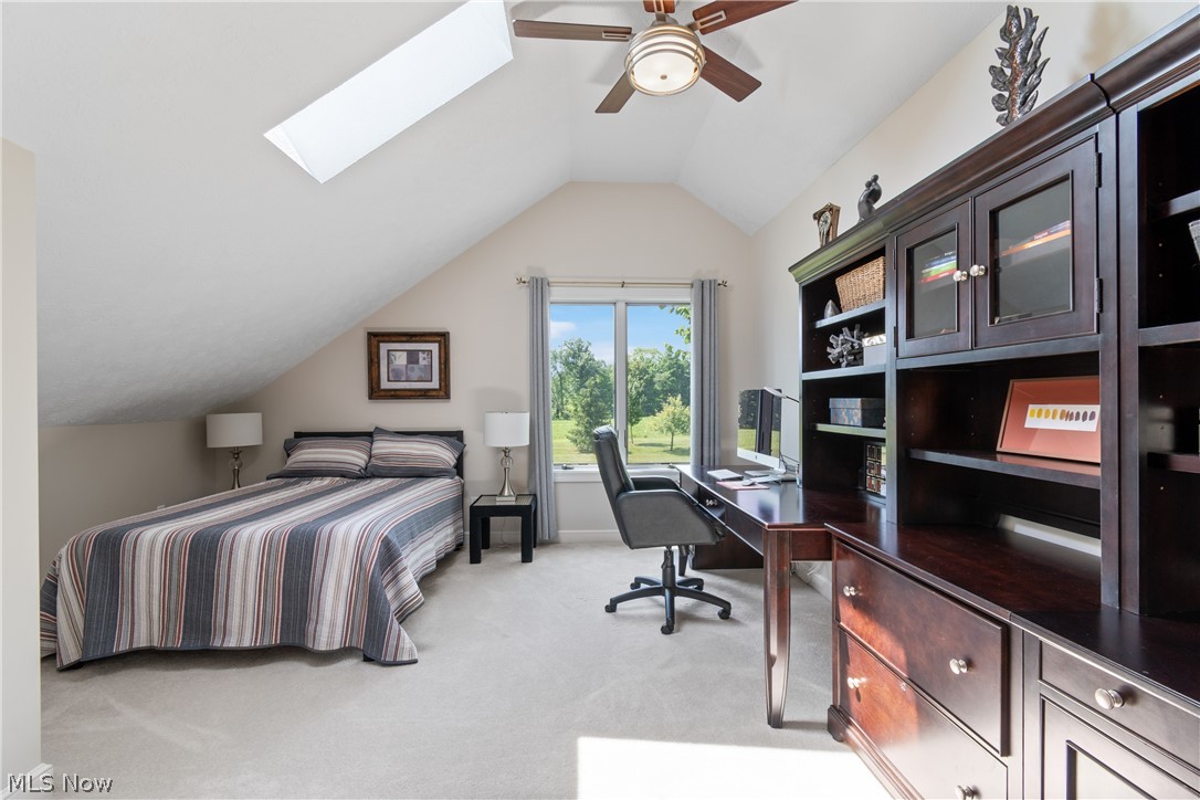 7300 Branch Road Medina, OH 44256 - Photo 23 of 34 Carpeted bedroom with lofted ceiling with skylight and ceiling fan