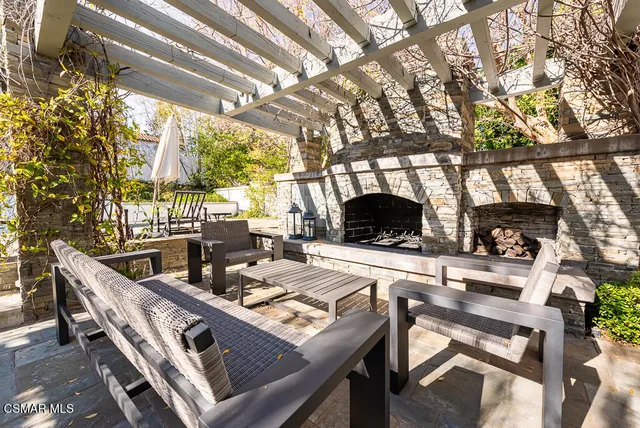 aerial view of a house with a garden