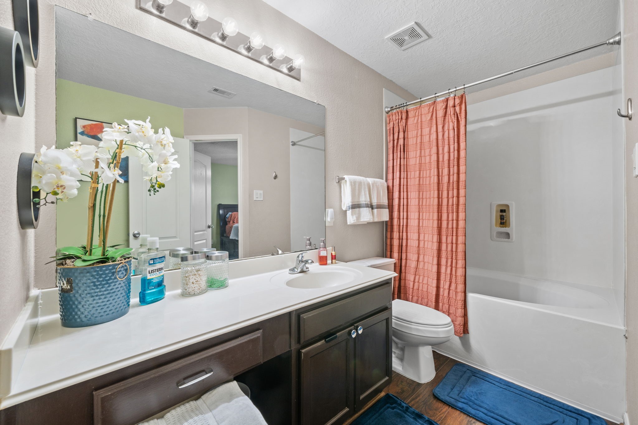 2903 Valiant Scene Court Houston, TX 77038 - Photo 11 of 19 a bathroom with a sink a mirror and a bathtub