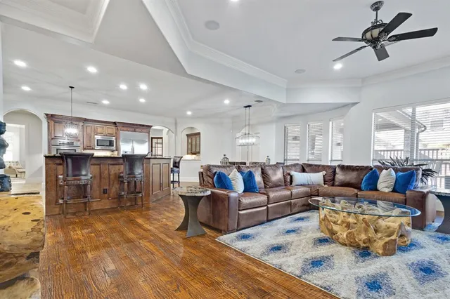 a living room with furniture