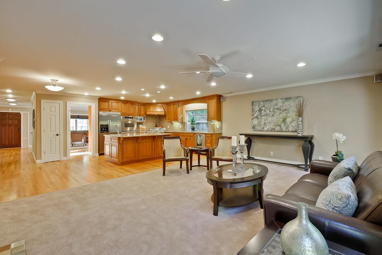 1229 Rousseau Drive Sunnyvale, CA 94087 - Photo 17 of 37 a living room with furniture and a view of kitchen