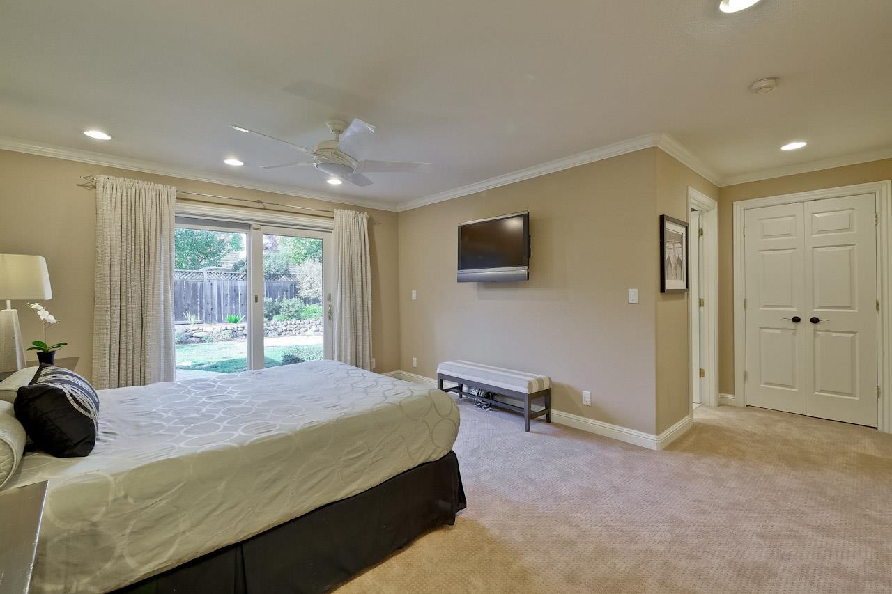 1229 Rousseau Drive Sunnyvale, CA 94087 - Photo 23 of 37 a bedroom with a bed and a flat tv screen on dresser