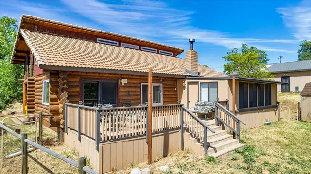 front view of a house with a patio