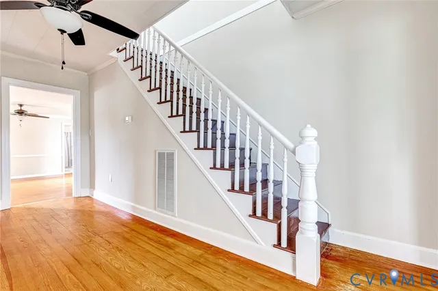 a view of entryway with wooden floor