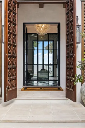 a view of entrance with living room