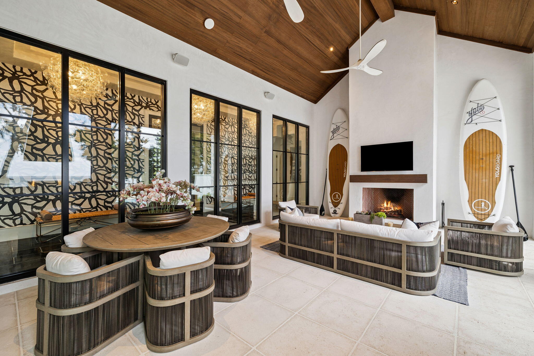 147 Ansley Forest Drive Santa Rosa Beach, FL 32459 - Photo 18 of 48 a room with furniture a flat screen tv and a fireplace