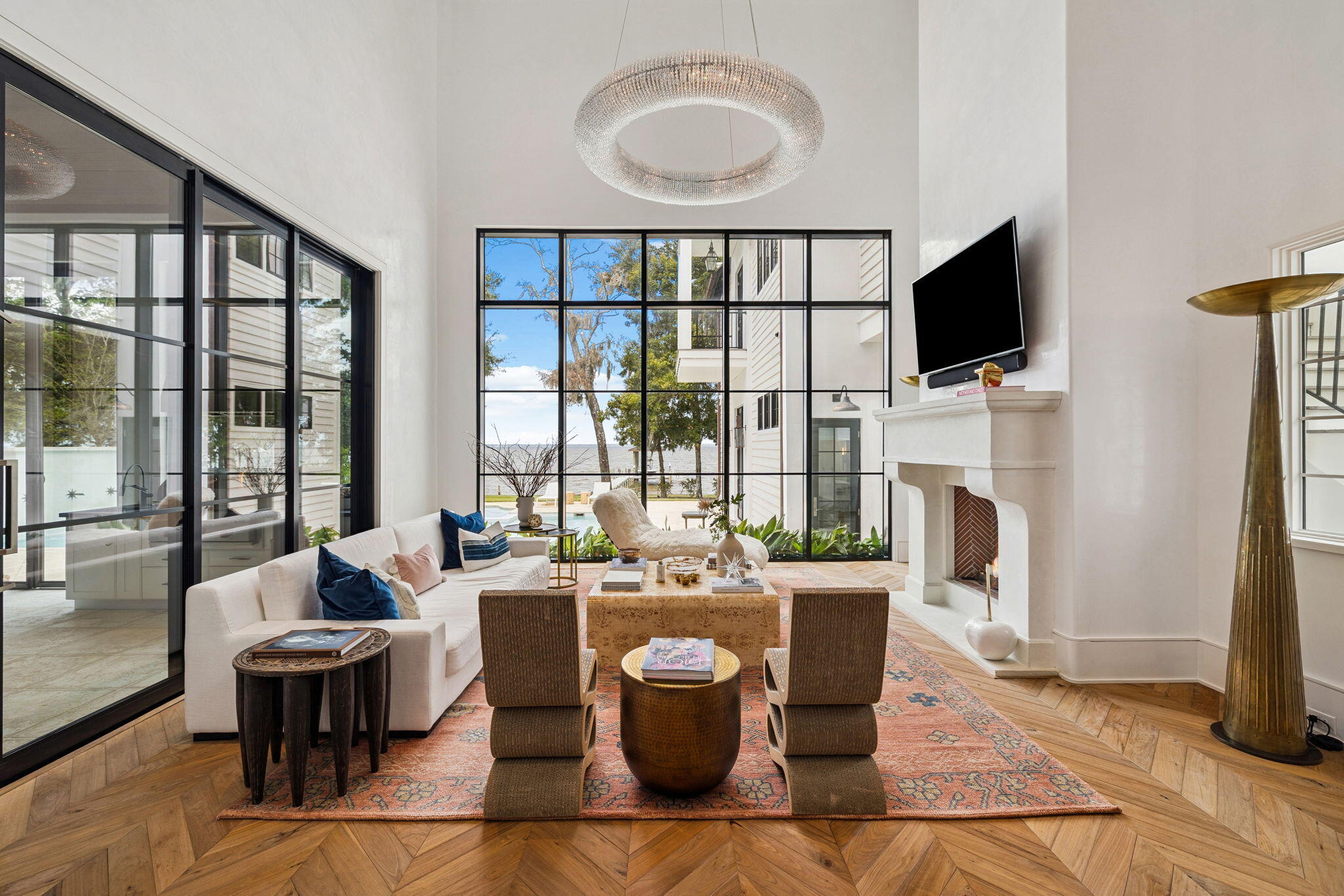 147 Ansley Forest Drive Santa Rosa Beach, FL 32459 - Photo 28 of 48 a living room with fireplace furniture and a flat screen tv