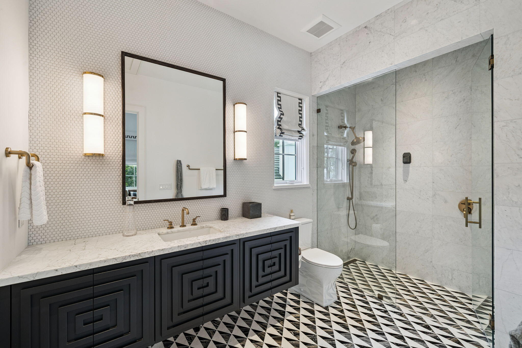 147 Ansley Forest Drive Santa Rosa Beach, FL 32459 - Photo 43 of 48 a bathroom with a double vanity sink toilet and shower