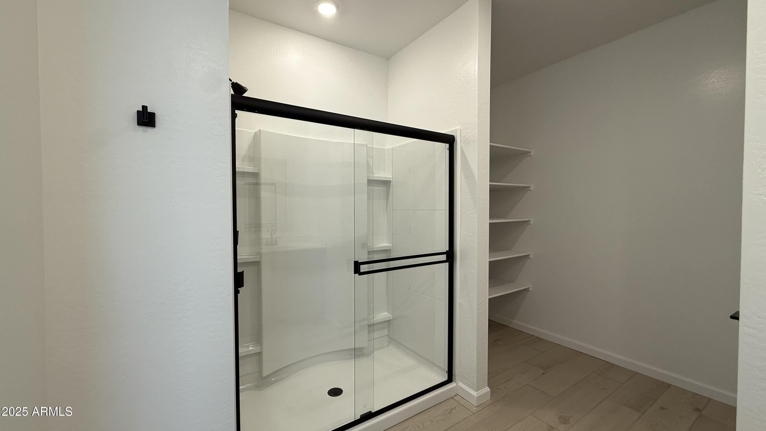 46819 West Old Timer Road Maricopa, AZ 85139 - Photo 15 of 44 a bathroom with a glass shower door