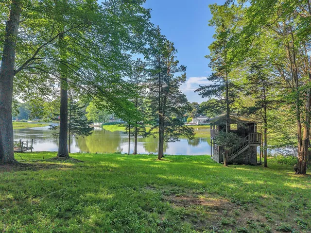 a view of a house with a big yard and a large tree