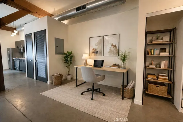 a workspace with furniture