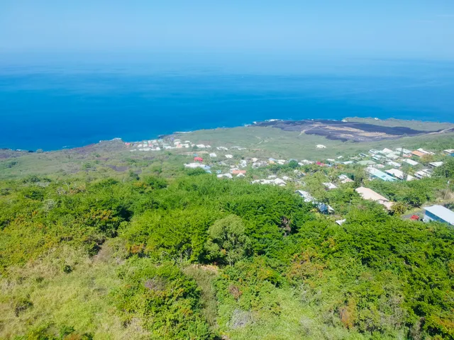 a view of a field with an ocean