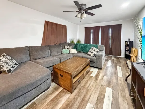 a living room with furniture