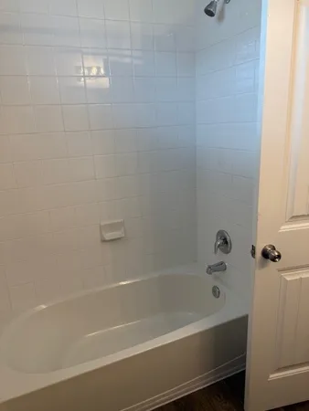 a bathroom with a bathtub