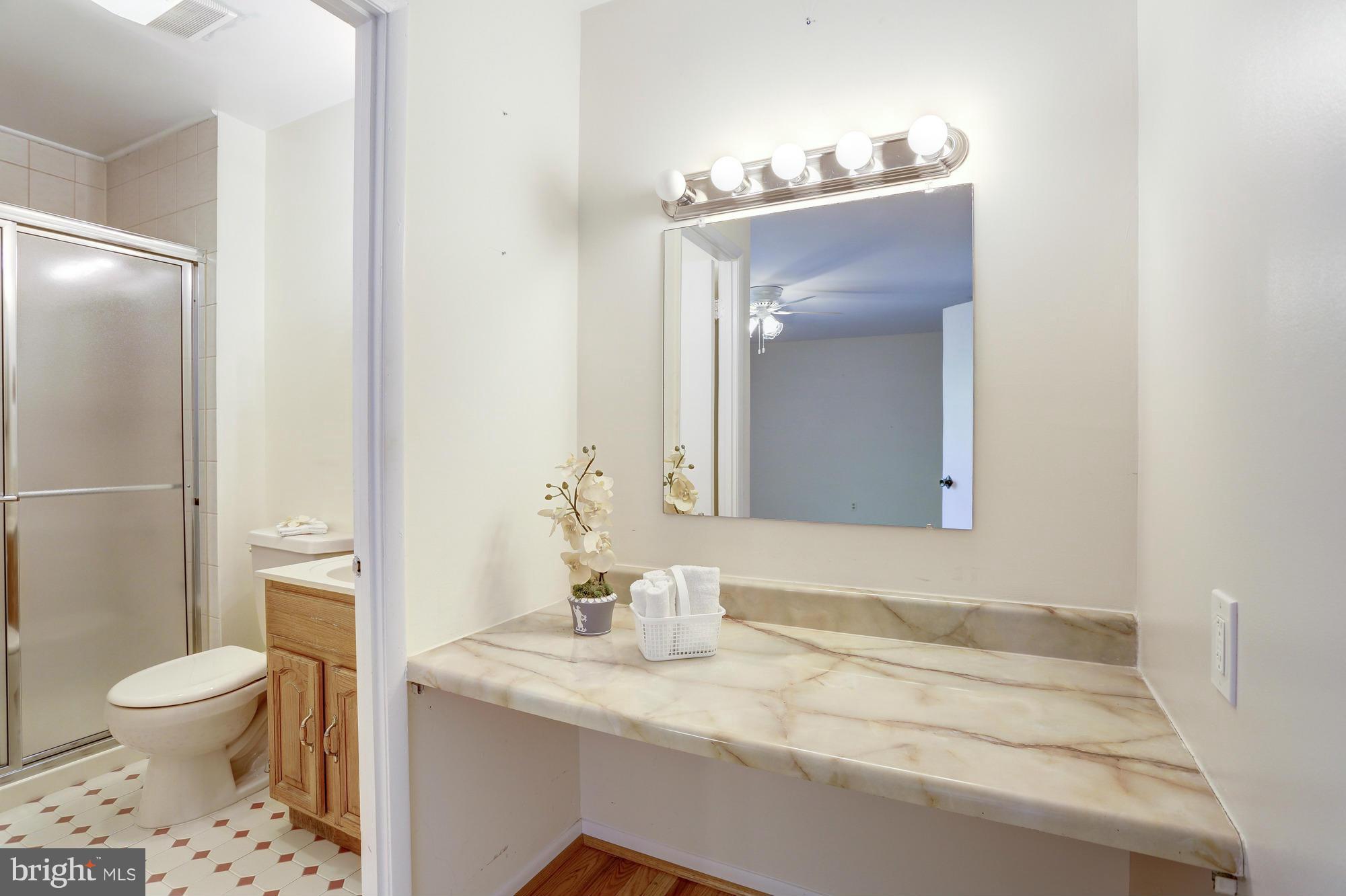 12906 Buccaneer Road Silver Spring, MD 20904 - Photo 23 of 30 a bathroom with a granite countertop sink toilet and mirror