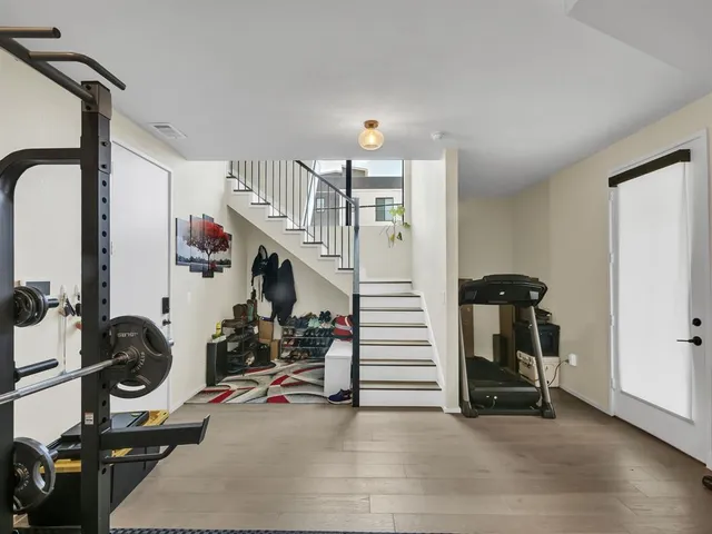 a view of a room with gym equipment