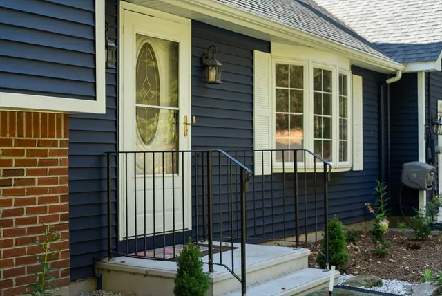 a front view of a house with a window