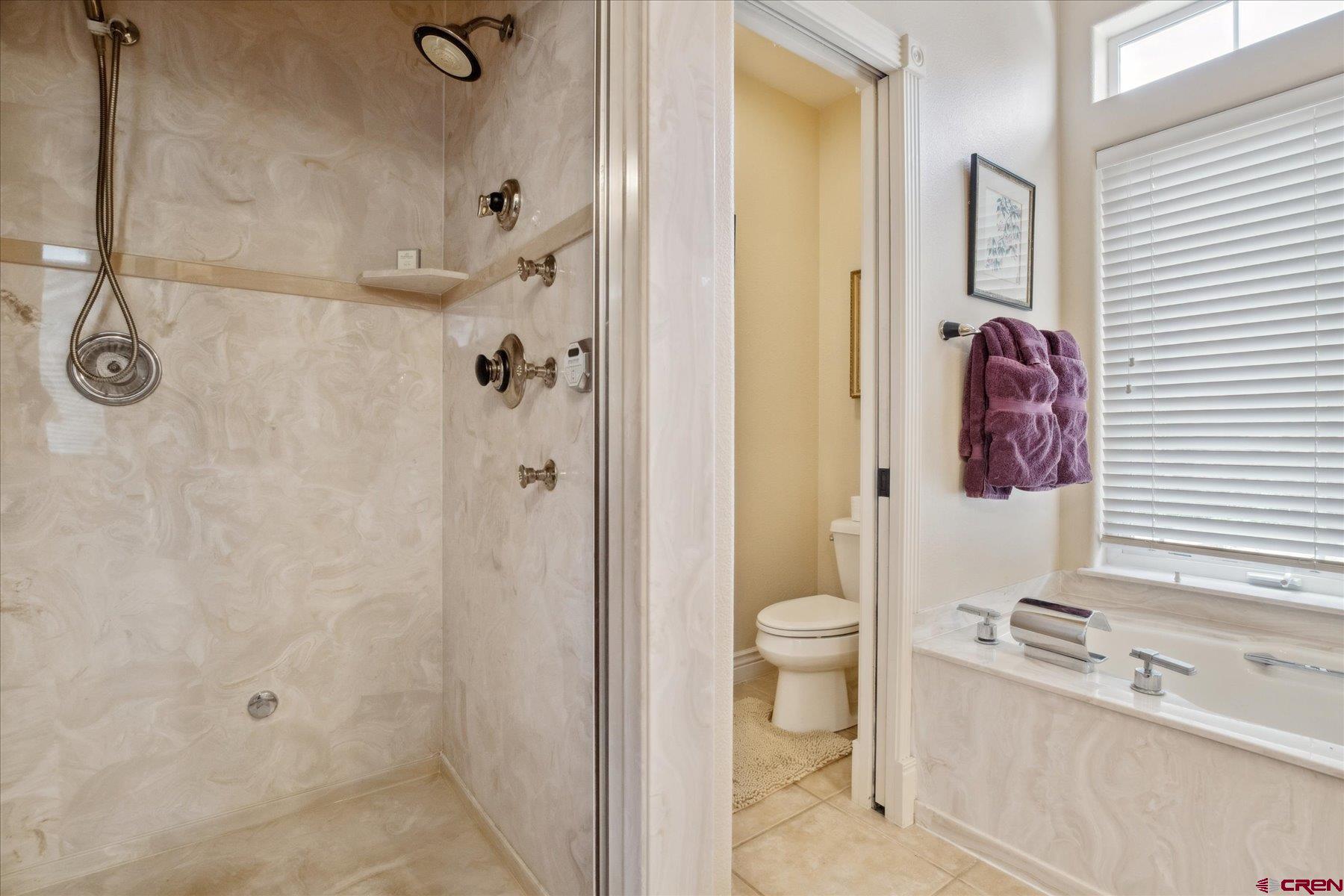 39 Ophir Drive Durango, CO 81301 - Photo 29 of 44 a bathroom with a granite countertop shower sink vanity mirror and toilet