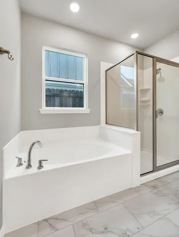 a bathroom with a bathtub