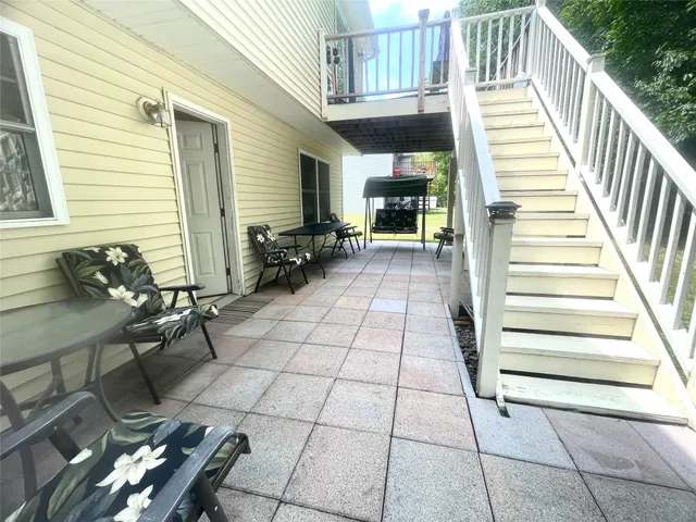 a view of a garage with storage