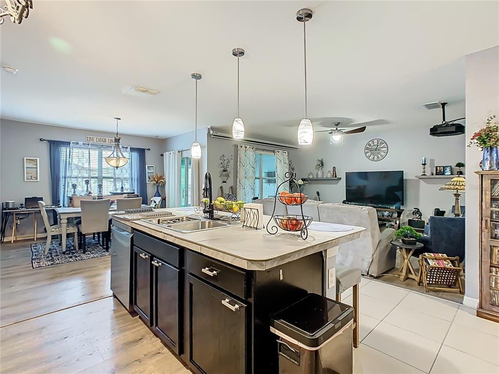 1765 Brockridge Road Kissimmee, FL 34744 - Photo 5 of 45 a view of a kitchen counter top space with furniture and living room view