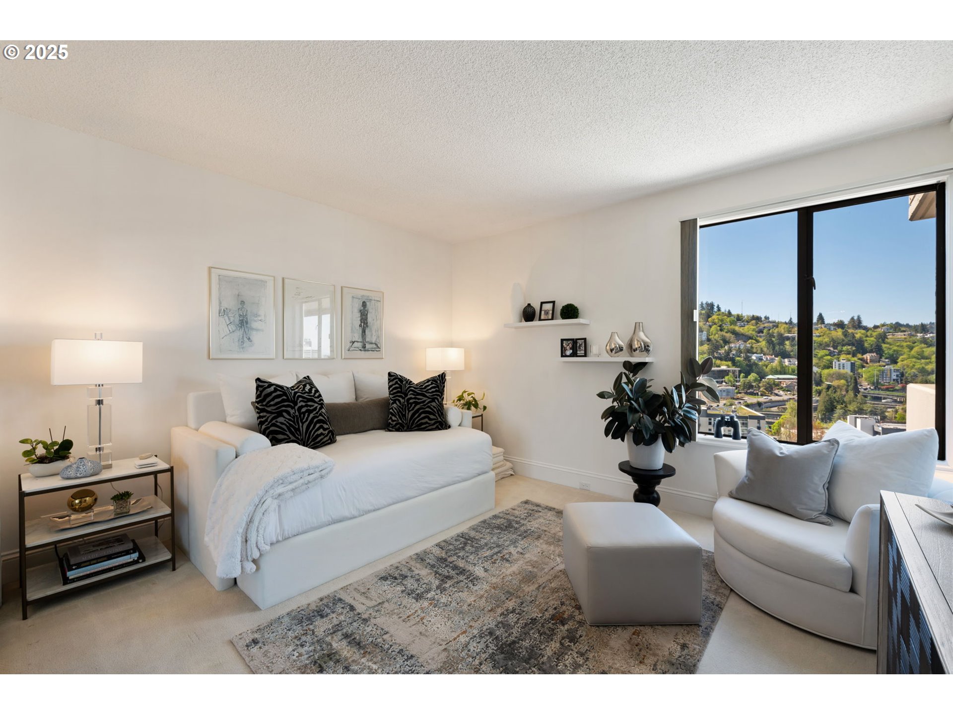 2221 Southwest 1st Avenue, Unit 2225 Portland, OR 97201 - Photo 37 of 47 a bedroom with furniture and a large window