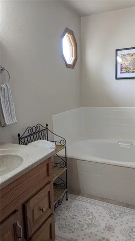 a bathroom with a bathtub