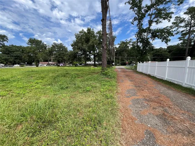 a view of backyard with green space