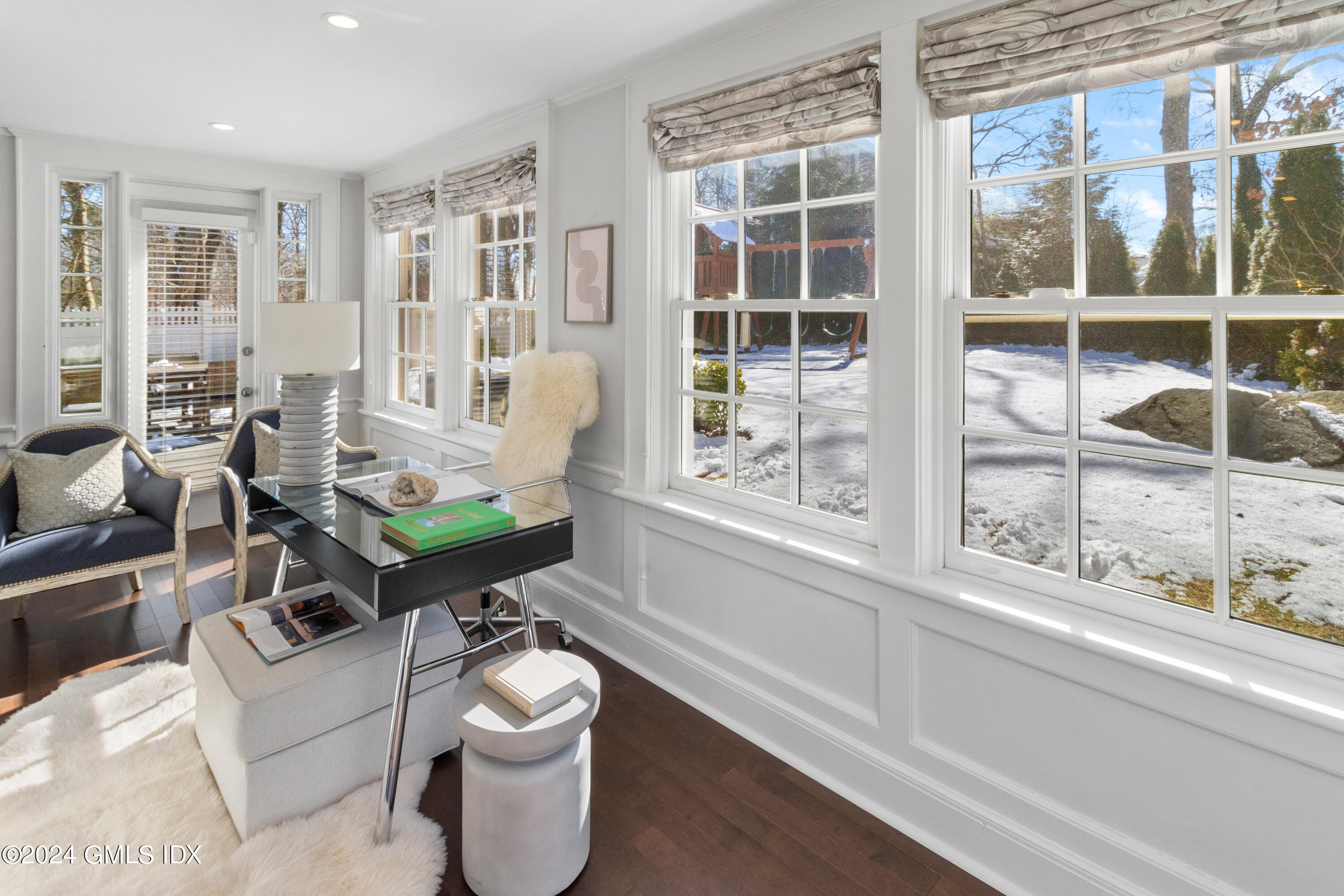 93 Valleywood Road Cos Cob, CT 06807 - Photo 4 of 22 a living room with furniture and a floor to ceiling window