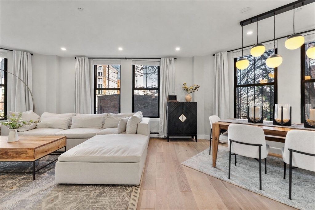 75 Clarendon Street, Unit 201 Boston, MA 02116 - Photo 4 of 15 a living room with furniture and a large window