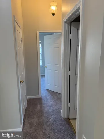 a view of a hallway with closet area