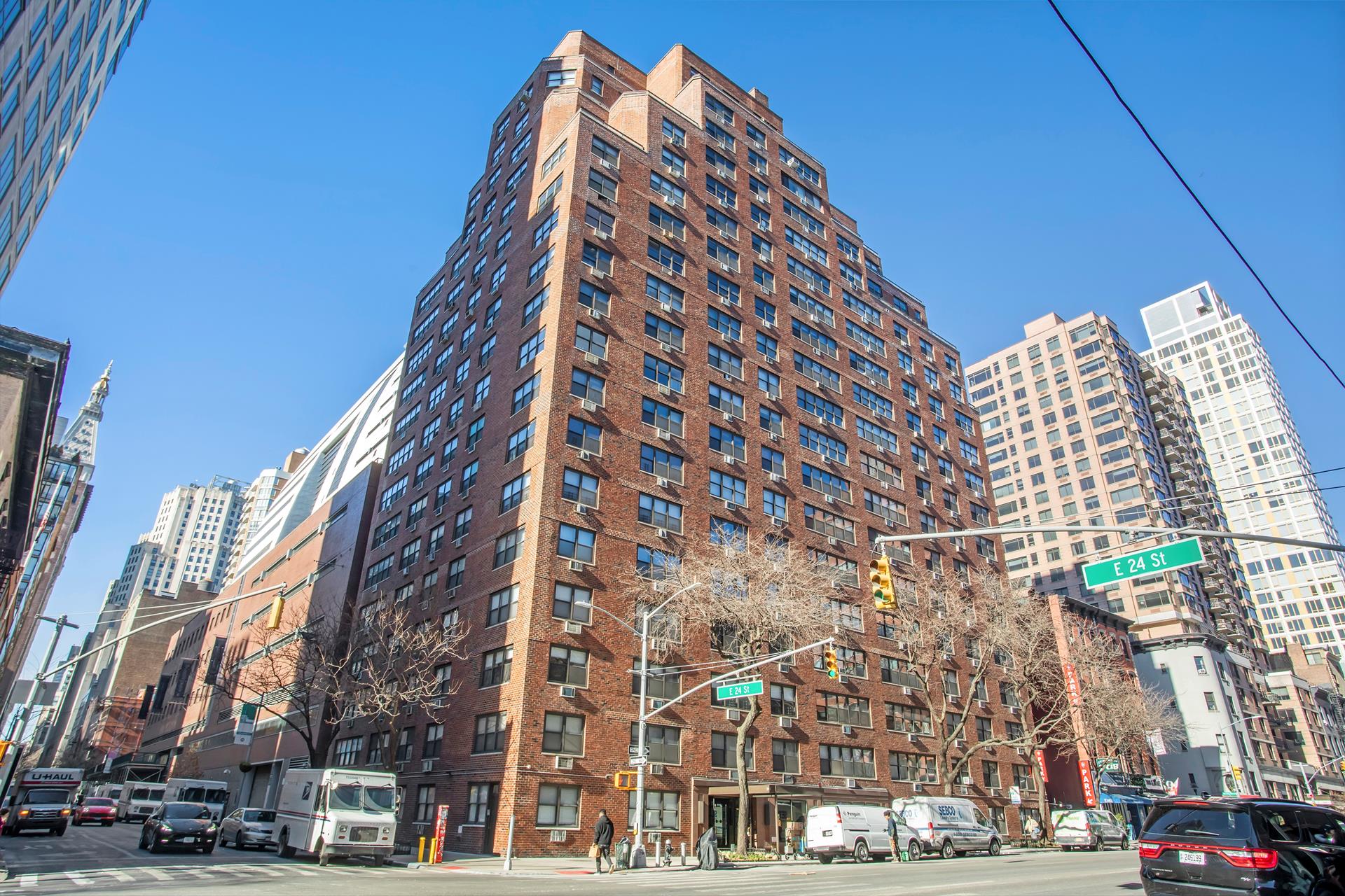 a front view of a building