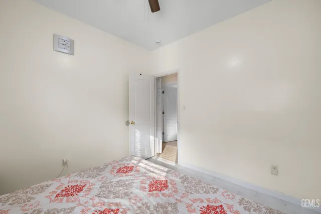 a bedroom with a bed