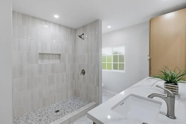 a bathroom with a sink and a tub