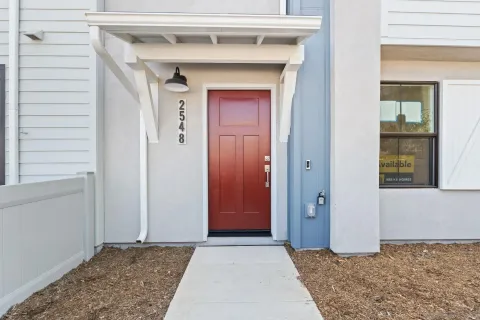 a view of a wooden door