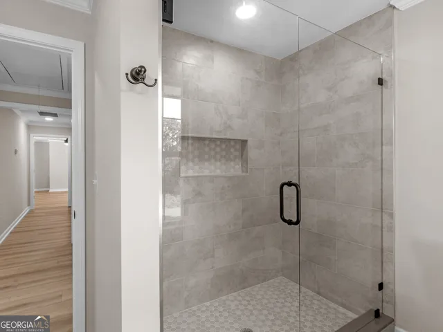 a bathroom with a shower