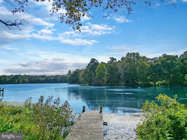 a swimming pool with wooden fence and trees