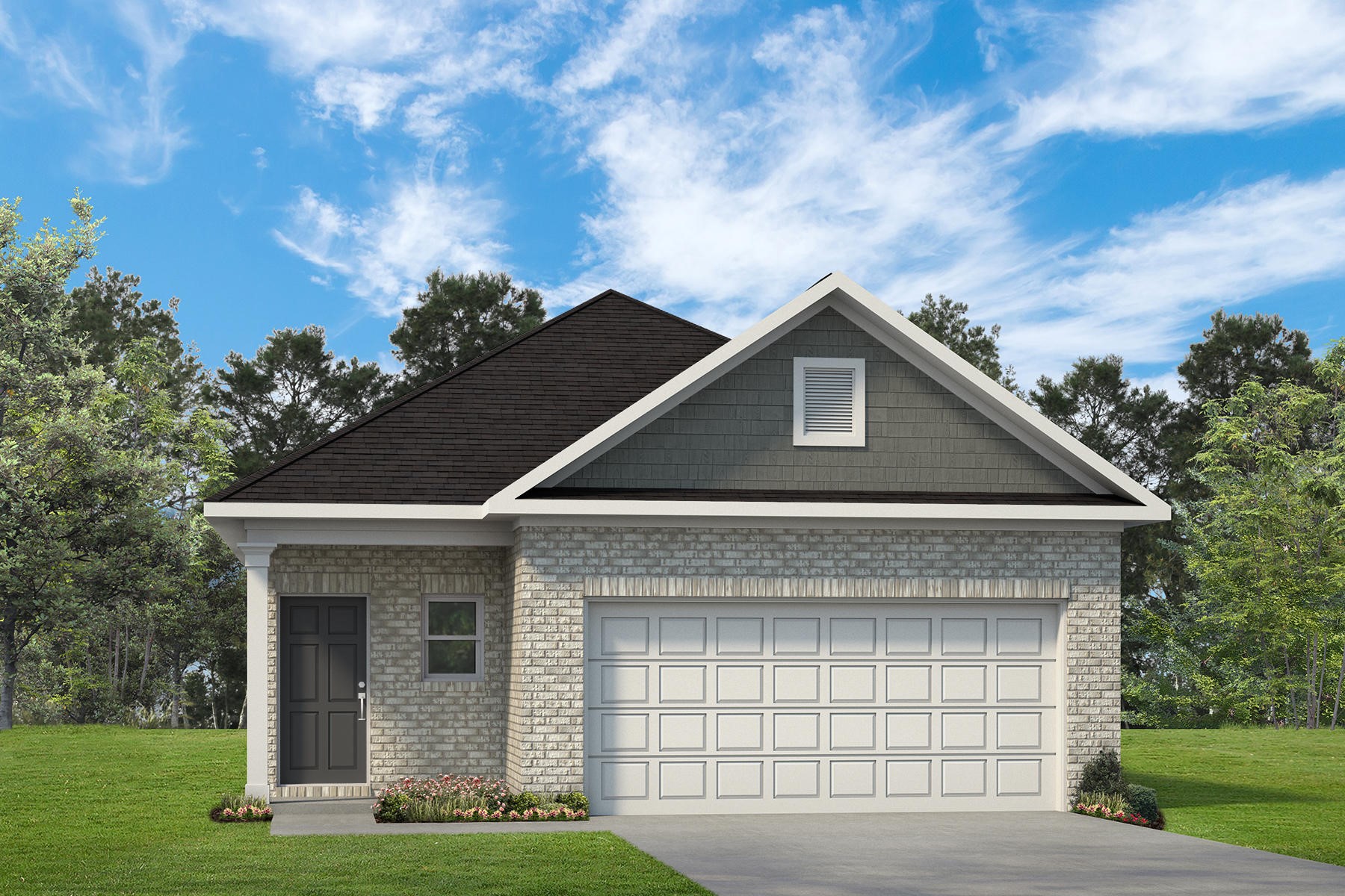a front view of a house with garden