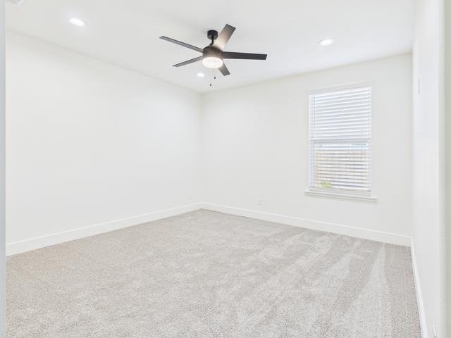 511 Richardson Street Athens, TX 75751 - Photo 30 of 40 Empty room featuring light carpet, a ceiling fan, and recessed lighting