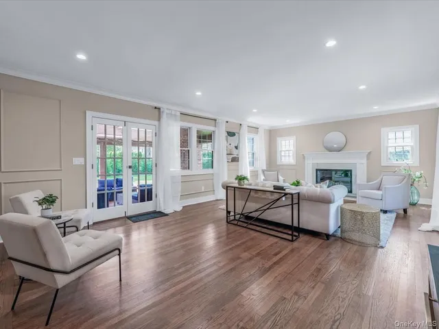 a kitchen with a cabinets and wooden floor
