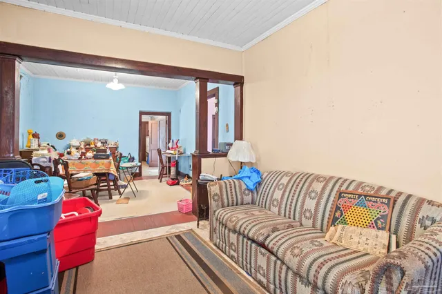 a living room with furniture